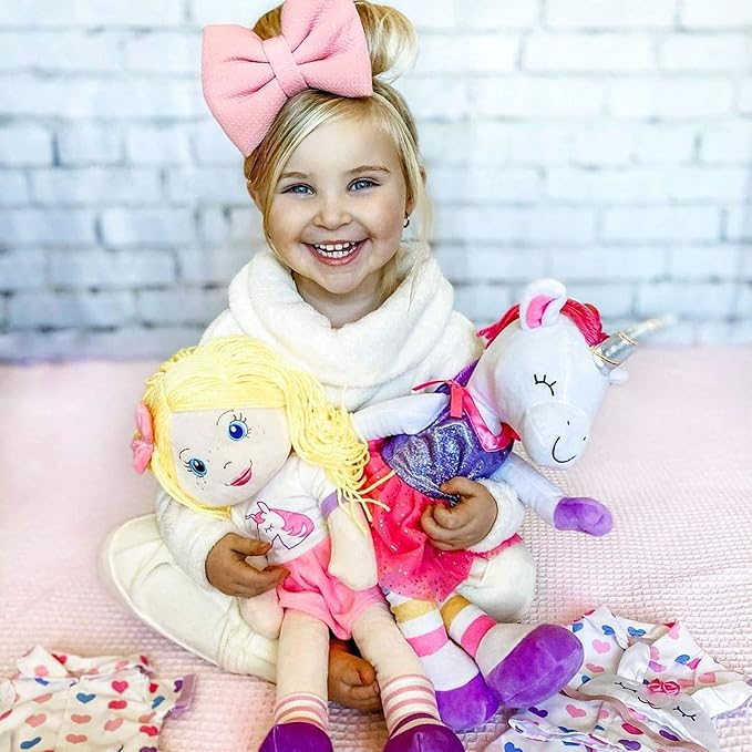 Soft Plush Baby Doll - 18 Inch Rag Dolls for Girls and Boys, Infants & Babies, My First Plush for 1 Year Old, Stuffed Doll - Eimmie