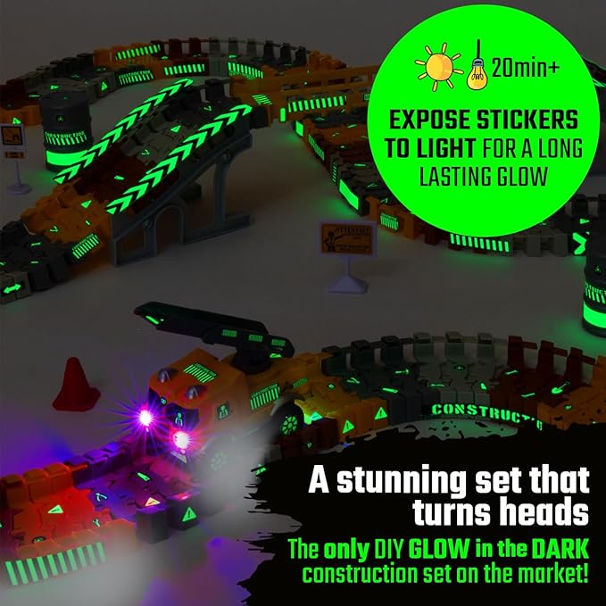 JITTERYGIT Construction Race Track Site Toy - Including Sandbox Vehicles, Trucks, Excavator, Bulldozer, Dump Truck, Crane - Birthday Gift for Kids, Boys, Girls, Toddlers for Ages 3 4 5 6 7 8 Year Old