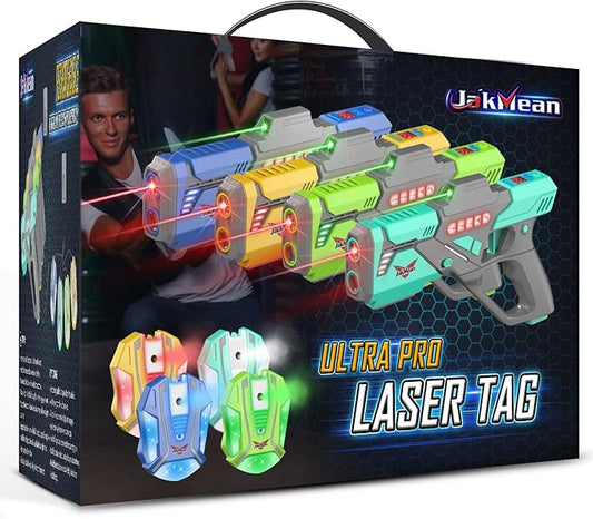 Rechargeable Laser Tag Set with Vests, Upgrade Laser Tag Guns Set of 4 with Mist Spray Effect & LED Digital, Multi Player Toy for Teen Boys & Girls, Indoor&Outdoor Toy Play Game Gift,Ages 8+