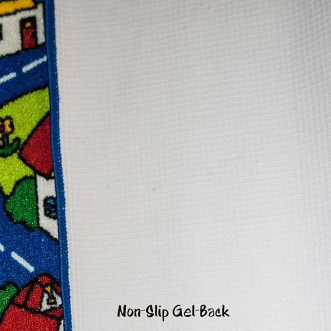 Kids Rug Street Map Blue Area Rug 5x7 (Approx : 4'11" X 6' 10") Non Slip Gel Backing