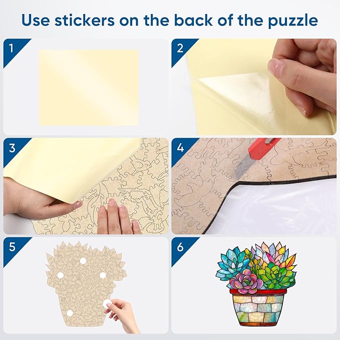 Puzzles for Adults 500 Pieces, Glass Succulent Wooden Puzzles, 5MM Thick Unique Shaped Flower Jigsaw Puzzles Birthday Gifts for Kids Family Game 16.2 * 16.9inch