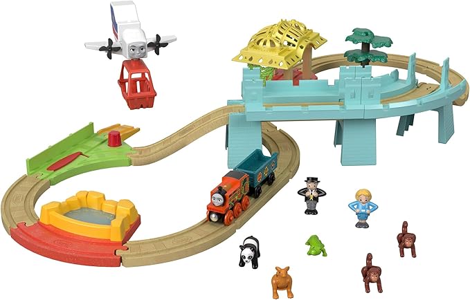 Thomas & Friends Wood Big World Adventures Set with Train Engine, Figures, a Vehicle and Accessories