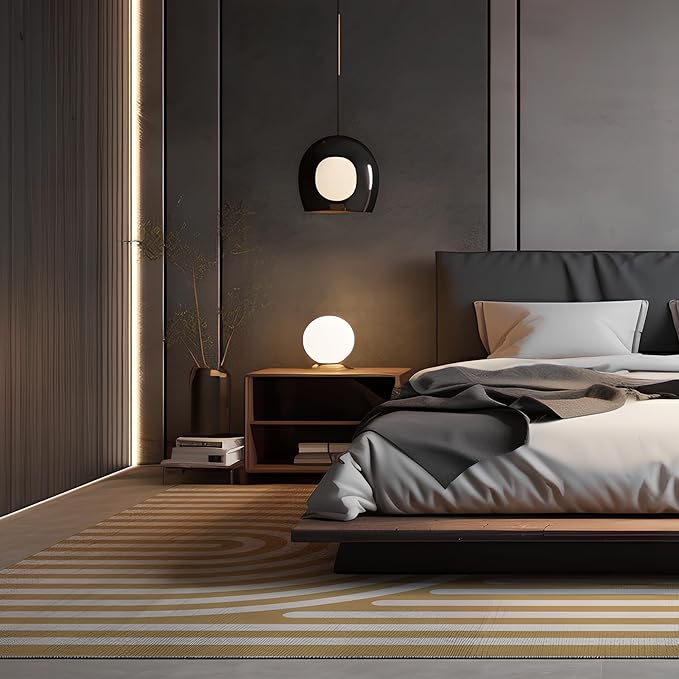 Washable 4x6 Abstract Area Rug for Living Room, Tan Brown Rainbow Modern Boho Throw Rugs, Soft Ultra-Thin Low Pile Stain Resistant Nonslip Indoor Large Carpet for Office Bedroom Playroom Classroom