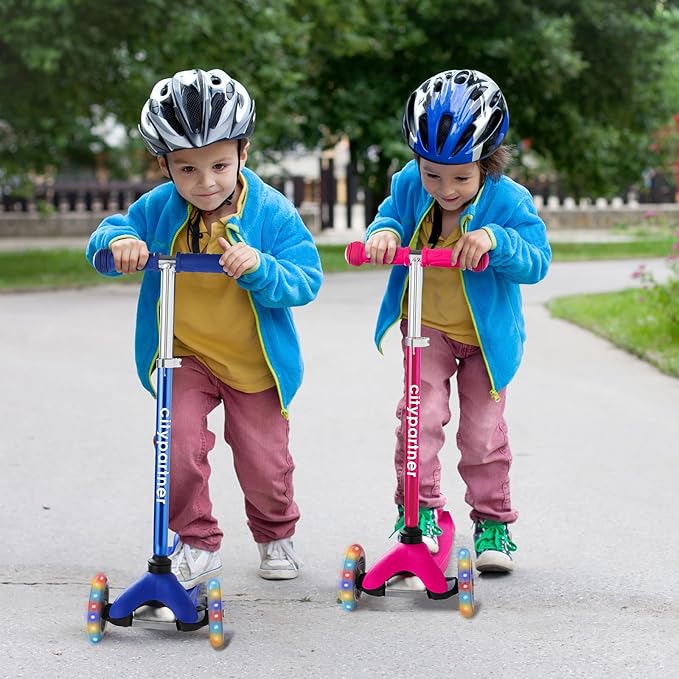 Kids 3-Wheel LED Kick Scooter - Adjustable Height, Lean-to-Steer for Boys & Girls Ages 3-8