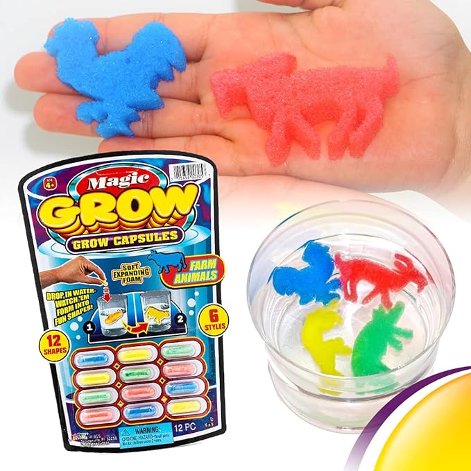 JaRu Magic Grow Capsules, (2 Packs 24 Capsules Assorted). Water Growing Animals Capsules. Great Party Favor Kids Toy. Plus 1 Sticker 305-2s