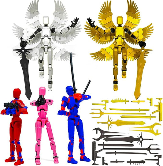 T13 Action Figure Set 5 Pack, Titan 13 Action Figure, Dummy 13 Action Figures, Nova 13 Robot Toy, 3D Printed Lucky T 13 Toy for 6-12 Years Old Kids, Grandson Birthday for Boys