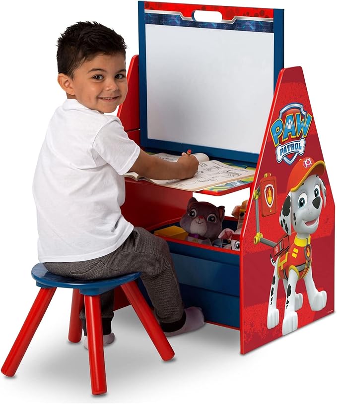 Delta Children Deluxe Kids Art Table | Easel, Desk, Stool, Toy Organizer, Nick Jr. PAW Patrol