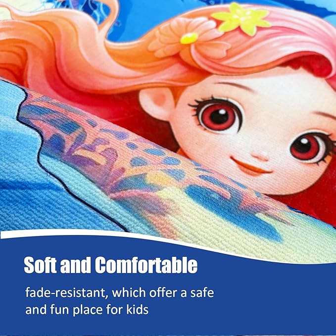 Round Rug for Kids Room Mermaid Rugs for Bedroom Kids Rugs for Playroom Girls Cute Cartoon Carpet Living Room Dining Room Decor 47x47 inch