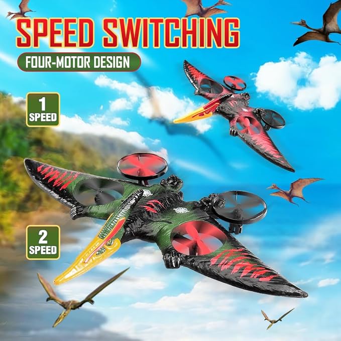 jaming Pterodactyl Dinosaur Toys Drone for Kids and Adults Easy to Fly Dragon Remote Controlled Aircraft for Beginners Hobby RC Plane Toys Birthday Gifts for Boys Remote Control Gecko