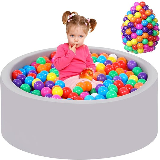 Foam Ball Pit for Toddlers with 200 Balls, Large Baby Ball Pit for Babies with Soft Memory Sponge, Indoor Outdoor Baby Playpen, Kids Play Ball Pool, Gift Toys for Infants Boys and Girls