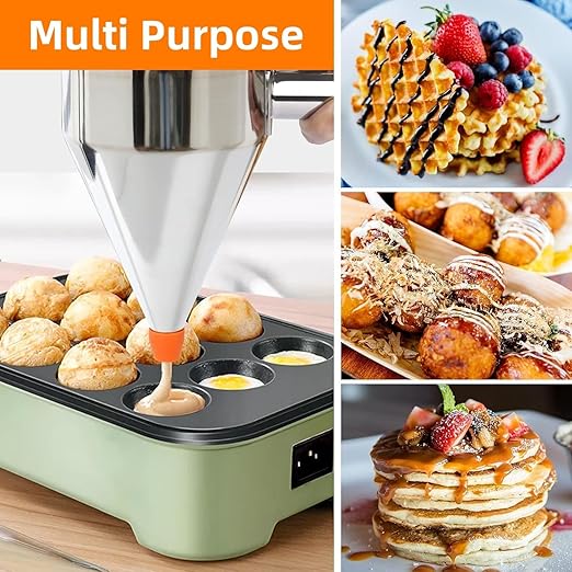 Multi-Caliber Pancake Batter Dispenser, Stainless Steel Funnel Cake Dispenser, Piston Funnel Cake Maker for Pancakes, Cupcakes,Crepes,Muffin,Waffles, Chocolate Balls (1200)