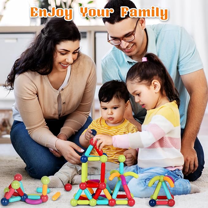 Magnetic Building Blocks Toy, Educational Magnetic Building Sticks, Toddler Toys, Magnet Toy Set, Montessori Toys for Boys Girls, Gift Set for Kid’s Early Educational Learning