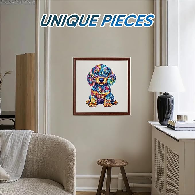 Golden Retriever Puppy Wooden Puzzles for Adults,500 Pieces Unique Shaped Liberty Wooden Jigsaw Puzzles,Best Gifts for Puzzle Lovers and Famliy Games,19.3x14.47Inches