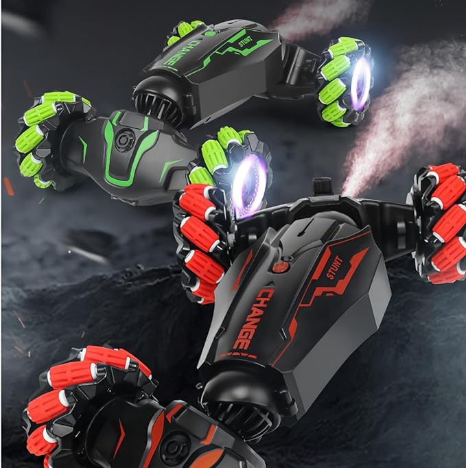Upgraded Hand Gesture Sensing RC Stunt Car with Lights Music, Spray Fog Gesture RC Car Remote Controll Transformed Car 360° Spins All Terrains Monster Truck for Boys