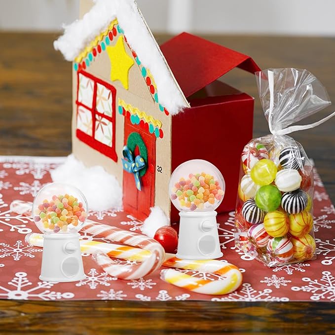 Garneck 48 Pcs Mini Machine Cute Gumball Machine Kids Party Toys Jelly Candy Arcade Game Machine Mini Candy Dispenser Valentine Candy for Snack Child Plastic Personality White, Whitex4pcs, 12RF23152R