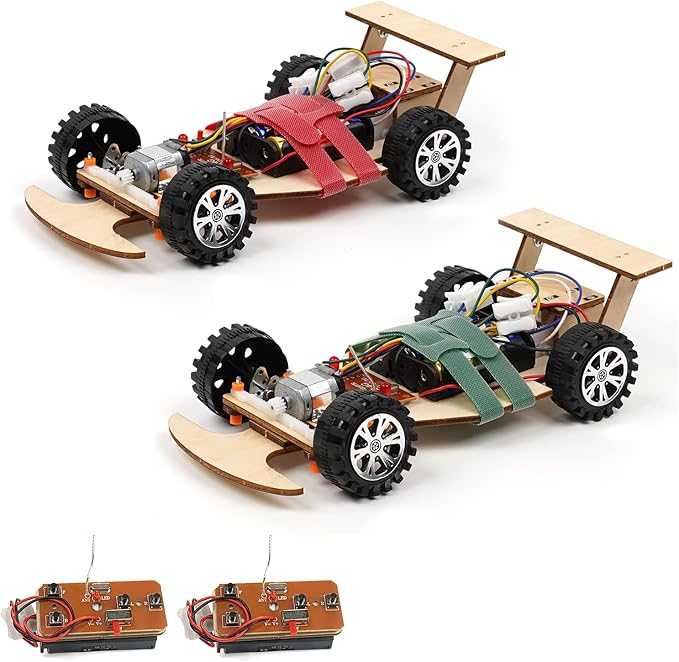 Wooden Wireless Remote R/C F1 Racing Car Science Kit to Build (Racing Pack of 2), Educational STEM Project Science Kit for Kids Aged 9-16, Ideal Gift for Children Boys and Girls