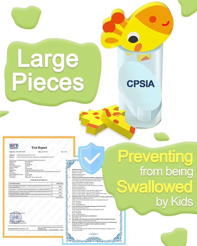 Benresive Wooden Toddler Puzzles, 6pcs Animal Montessori Toys for 1-3 Year Old Boys & Girls, Learning Educational Preschool Toys, Great Gifts for 1 2 3 Year Olds