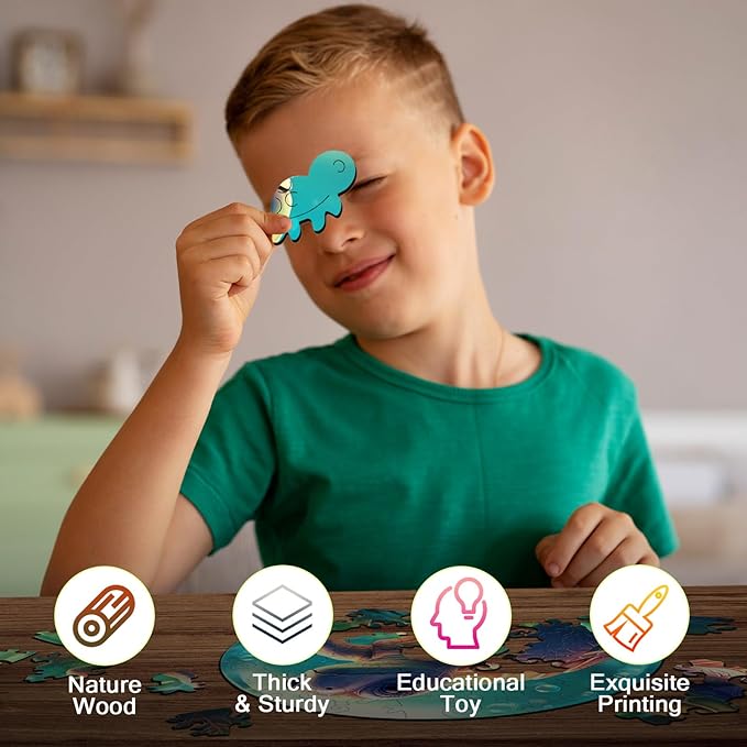 Easter Gifts for Kids Girls Boys, Easter Basket Stuffers, Wooden Jigsaw Puzzles for Kids Ages 4-6, 50 Piece Unique Shape Animal Theme Puzzle - Preschool Learning Educational Toys for Kid (Sea Turtle)