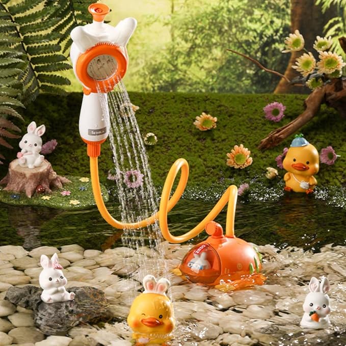 Toyvian Bath Toy Submarine Battery Operated Water Pump with Hand Shower Head Cartoon Carrot Bathtub Toy for Purple Bathroom Accessories