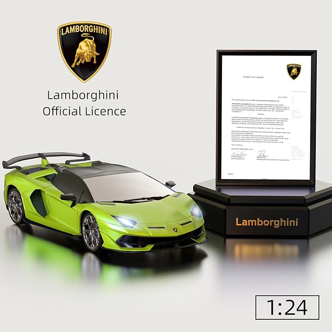 Lamborghini Remote Control Car, 1:24 Scale Electric Sport Racing Hobby Toy Car Lamborghini Model Vehicle for Boys Girls Birthday Gifts, Green