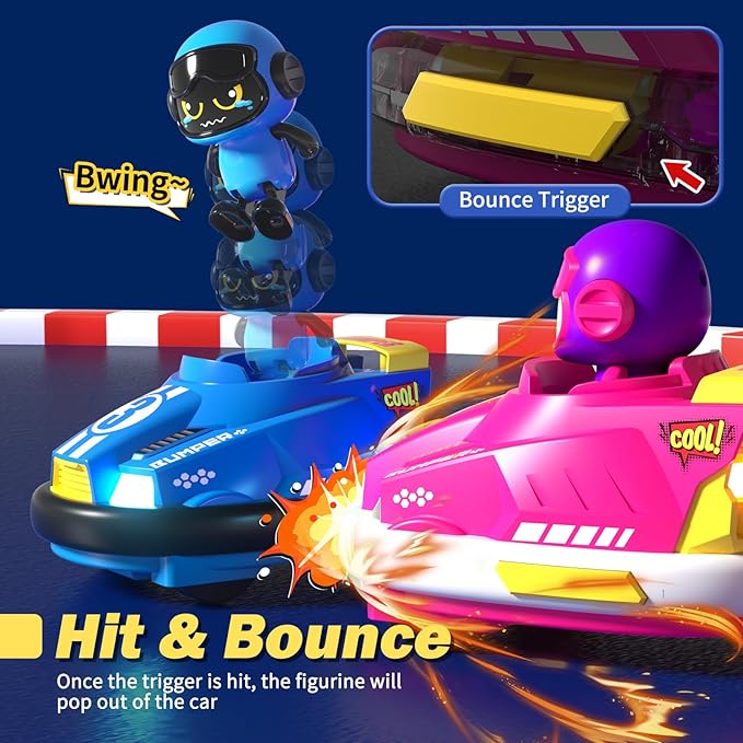 Remote Control Bumper Car Toy Set of 2 Players|Toddlers Mini RC Car Toys with Light & Sound & 360°Rotating|Christmas Birthday Gifts for 2 3 4 5 Year Old Boys Girls Kids Ideas