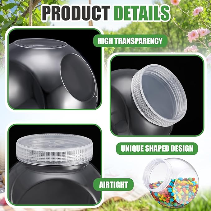 4 Pcs Plastic Candy Jar with Lid for Candy Buffet Large Storage Jar Clear Food Storage Canisters Kitchen Countertop Container for Cookies Beans Snacks Indoor Outdoor Wedding (30/40/60 oz)