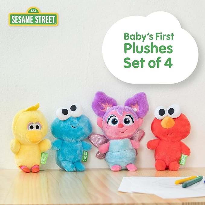 Kids Preferred Sesame Street Elmo, Cookie Monster, Abby Cadabby & Big Bird Plush Toys for Toddlers 1-3, Stuffed Animal Toys