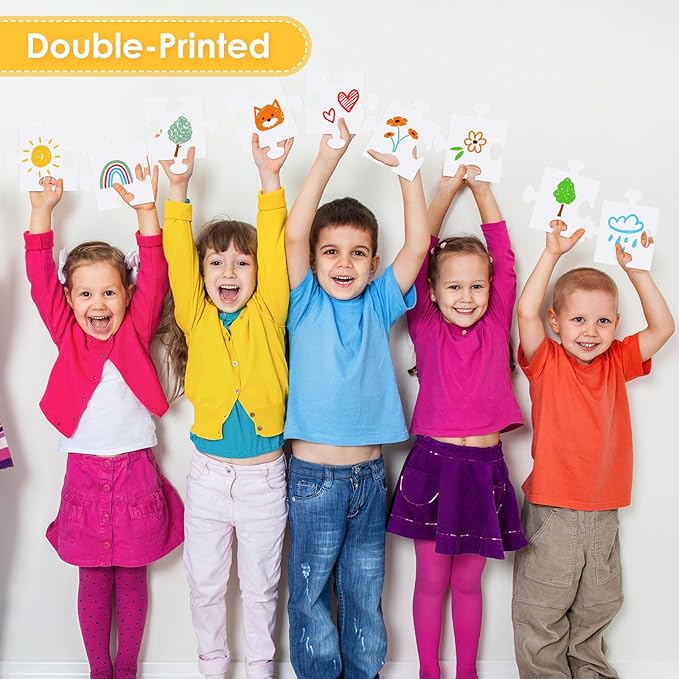 Sonwyoung 30 Pcs Large White Blank Cardboard Puzzles to Draw on 8 x 9 Inch Make Your Own Jigsaw Puzzle Pieces Giant Double Puzzle Blank White Papers for Kids Adult DIY Arts and Crafts Projects