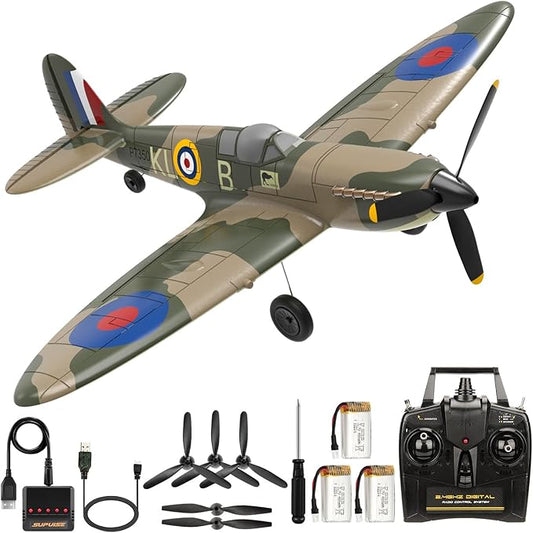 RC Plane Spitfire Fighter, 4 Channel Remote Control Airplane with Gyro System for Adults Boys Beginners