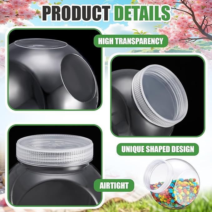 4 Pcs Plastic Candy Jar with Lid for Candy Buffet Large Storage Jar Clear Food Storage Canisters Kitchen Countertop Container for Cookies Beans Snacks Indoor Outdoor Wedding(40/60/80 oz)