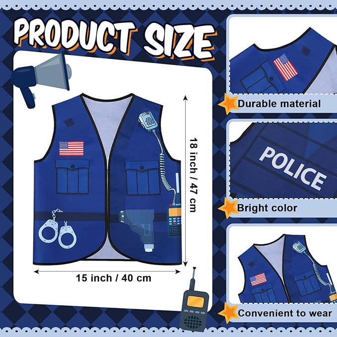 Panitay 12 Pcs Kids Community Helper Dress up Vest, Boy & Girl Career Cosplay Party Costume for Toddlers Occupation Role Play