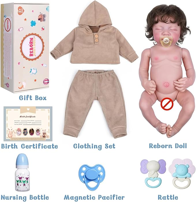BABESIDE Lifelike Reborn Baby Dolls Boy - 17-Inch Soft Realistic-Newborn Baby Dolls Full Body Vinyl Anatomically Correct Real Life Baby Dolls with Toy Accessories for Kids Age 3 4 5 6 7 +