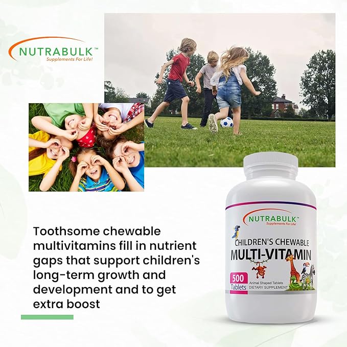 Children’s Chewable Multi-Vitamins - Promoting Kids' Overall Development - USA-Made, May Help to Support Immune, Bone, Brain & Overall Well Being- Vegan & Gluten Free - 500 Cherry Tablets