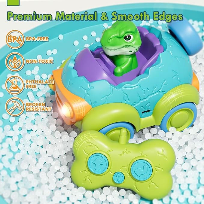 Lehoo Castle Remote Control Car for Toddlers, Rechargeable RC Cars for Toddler Toys 2-3, Dinosaur Toys for Ages 2-4 with Lights & Music, 2 3 4 Year Old Boy Toys