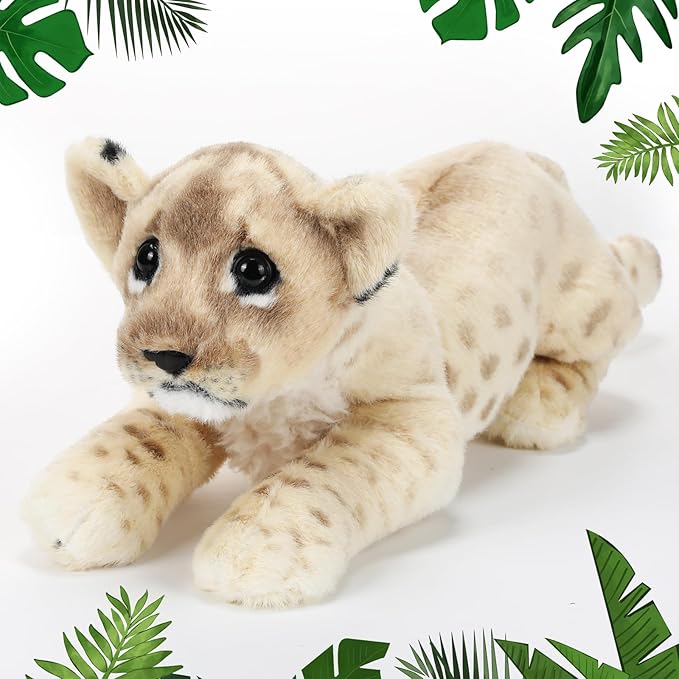15 Inch Stuffed Animal Stuffed Tiger Leopard Lion Plush Toys Realistic Plush Gifts Wild Animal Toys Jungle Animals for Boys Girls Birthday Parties Gift(Lion)