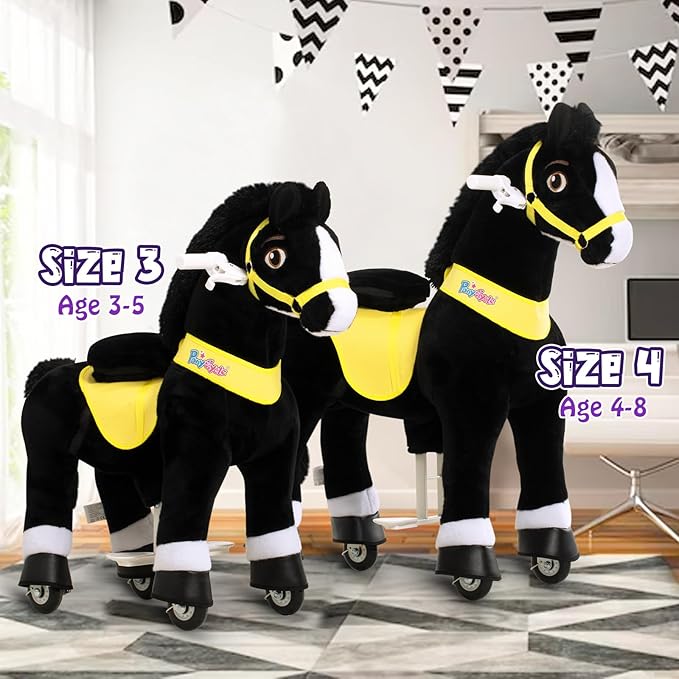 PonyCycle Pony Cycle 4-7 Ride on Pony Toy Spring Rocking Horse Riding Toy Essential Model E (35.4" Height/Size 4) Horse Rider Ride on Toys Bouncy Animals Toddlers Spirit Riding Horse Black E438