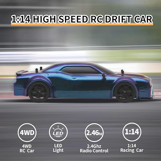 RC Drift Car, 1:14 Remote Control Car 4WD Drift RC Cars Vehicle 28km/h High Speed Racing RC Drifting Car Gifts Toy for Boys Kids