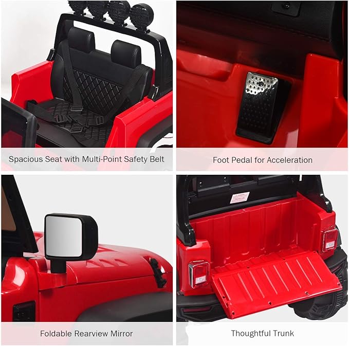 Costzon Ride on Car, 12V Battery Powered Electric Vehicle w/Parent Remote Control, Spring Suspension, Storage, 3 Speeds, LED Light, MP3, Music, USB & AUX Port, Electric Car for Kids (Red)