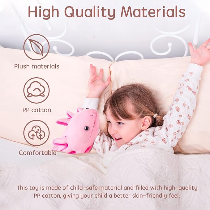 Simulation Pink Axolotl Plush Toy, Cute and Soft Zippered Blue Axolotl Set Stuffed Animal Plush Toys for Kids Boys and Girls Gifts, Room Decor