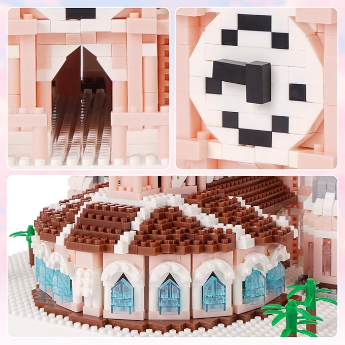 Micro Mini Building Blocks Pink Church Model Building Set Famous Architecture Model Building Kit