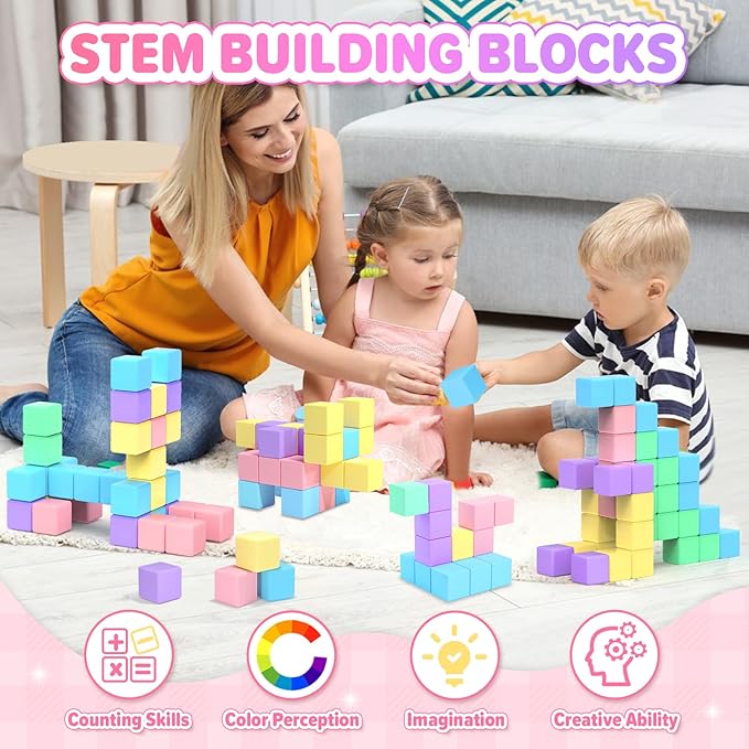 Magnetic Blocks - 35PCS Magnetic Building Blocks for Toddlers 1-3 STEM Magnet Cubes for Kids Ages 2-4, Classroom Must Haves Magnet Toys for Kids Ages 3-5, Christmas Birthday Gifts for Girls & Boys