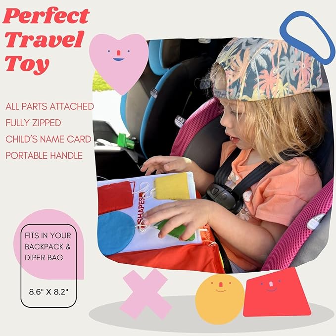 My Quiet Book - Toddler Travel Essential, Car Airplane Activity Book, Montessori Busy Board Book, Plane Toys for Toddlers 1-3, Gifts for 1 2 3 4 Year Old Girl, Birthday Gifts Toys Age 2-4