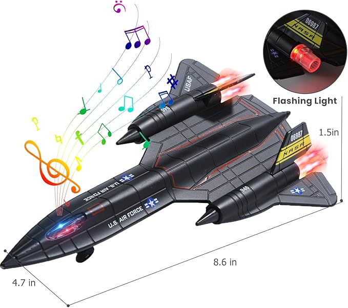 Double Metal Fighter Army Toy Airplane Model with Sound & Light, Pull Back Alloy Plane Military Toy Diecast Jet Toy, Birthday Gift for Toddler Boys and Girls