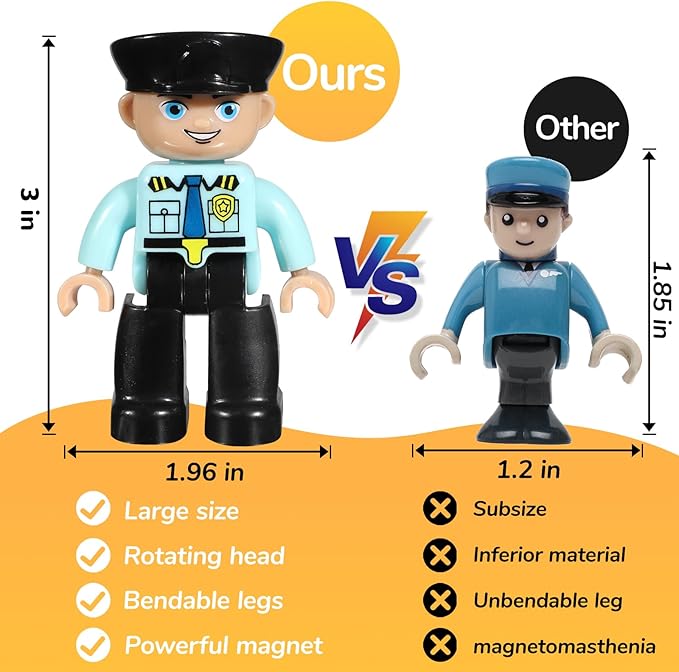 Large Magnetic Figures, 3 Inches Community Figures Set, 12 Pieces Magnetic Play People Magnet Building Toys for Kids Ages 3 4 5 6 7 8+, STEM Learning Toys Magnet Tiles Expansion Accessories Pack