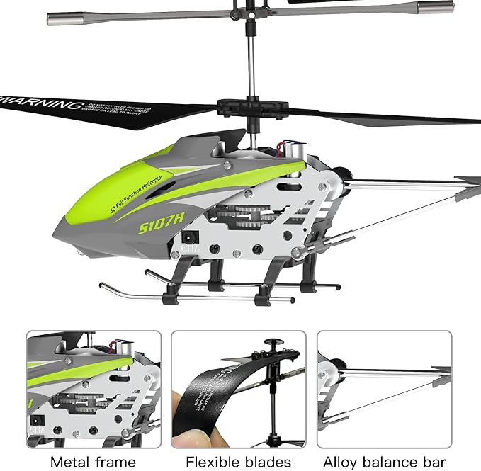 Cheerwing Remote Control Helicopter,SYMA S107H Mini RC Helicopter with Gyro,Altitude Hold, One Key Take Off/Landing for Adults Kids(Green)