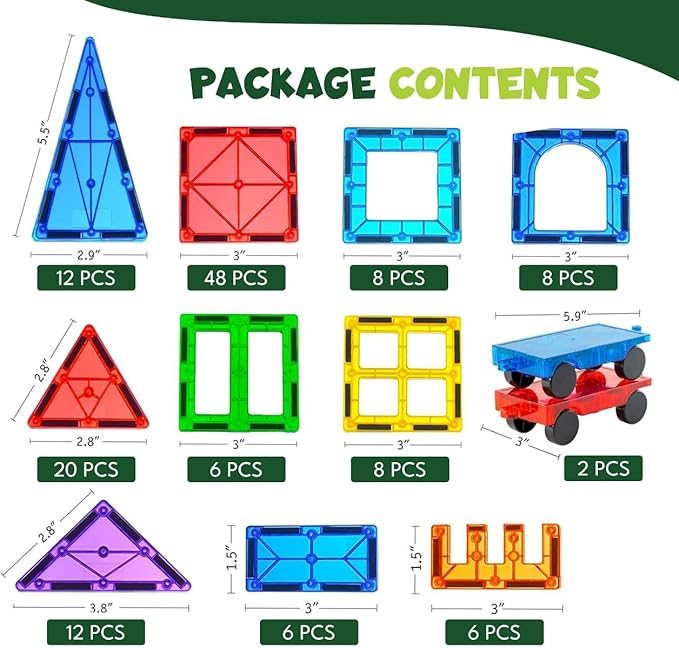 Magnetic Tiles 100 PCS with 2 Cars and 4 Extra Alphabets – STEM Building Blocks for Kids, Educational Gift for Boys & Girls