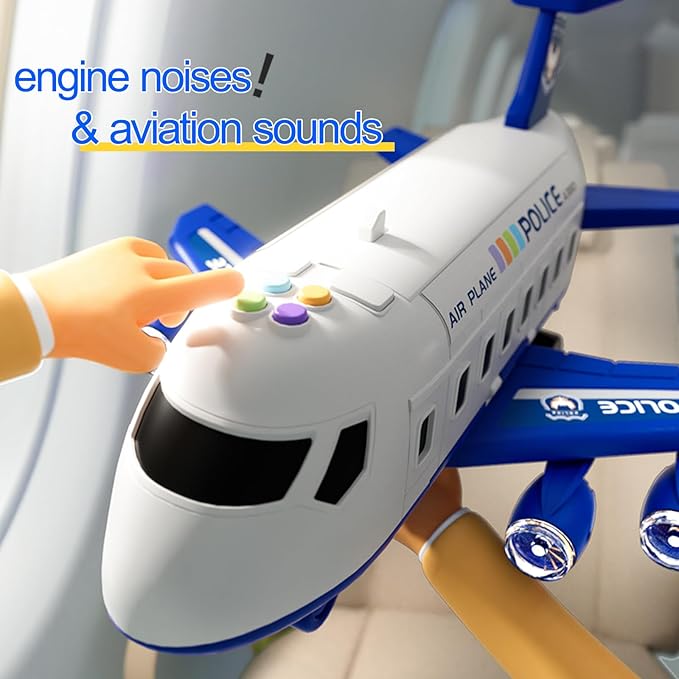 Airplane Toy Race Track Kids Toys, Foldable 4 Layer Toddler Car Track Playset, Toy Plane Transport Car Carrier & 6 Race Cars, Toddlers Toys Birthday Xmas Gifts for Age 3 4 5 6+ Years Old Boys Girls