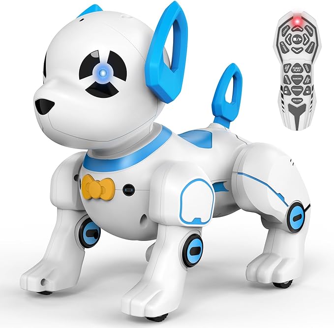 Remote Control Robot Dog Toy, RC Programmable Smart Interactive Robotic Pet, RC Stunt Robot Toy Imitates Animals Music Dancing Handstand Push-up Follow Functions for Boys & Girls
