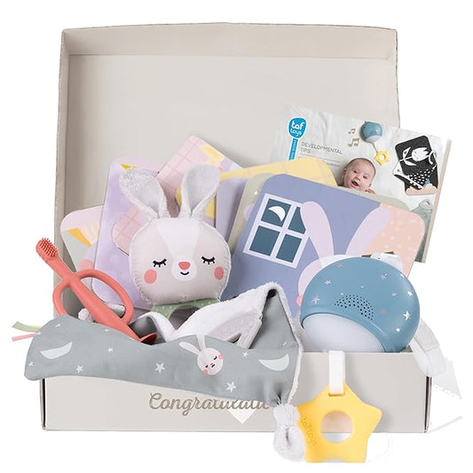 Taf Toys Newborn Bedtime Kit - Ultimate with 12 Activities for Smooth Bedtime Routine - Includes Music and Light Unit - Ideal for New Baby Boy or Girl
