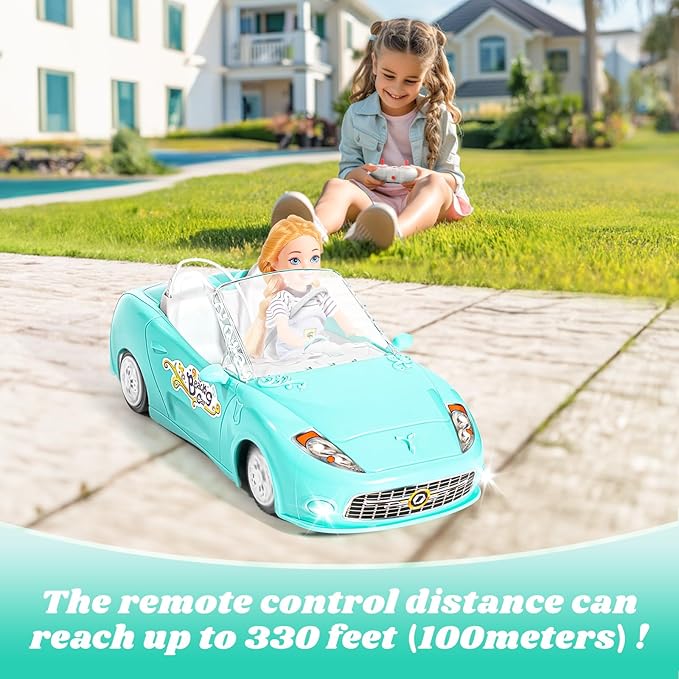Blue Remote Control Car for Girls, 1:18 Scale RC Cars with LED Light, 2.4 GHZ Pink Truck Toy for Toddlers Kids, Birthday R/C Toys for Boys Girls Aged 4-7 (Batteries Not Included)